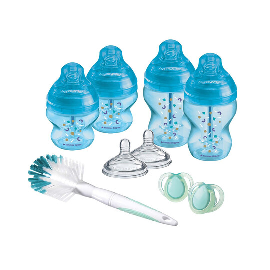 مجموعة زجاجات رضاعة أدفانسد الأولية لحديثي الولادة مضادة للمغص بحلمات بطيئة التدفق من تومي تيبي - أزرق image number 2